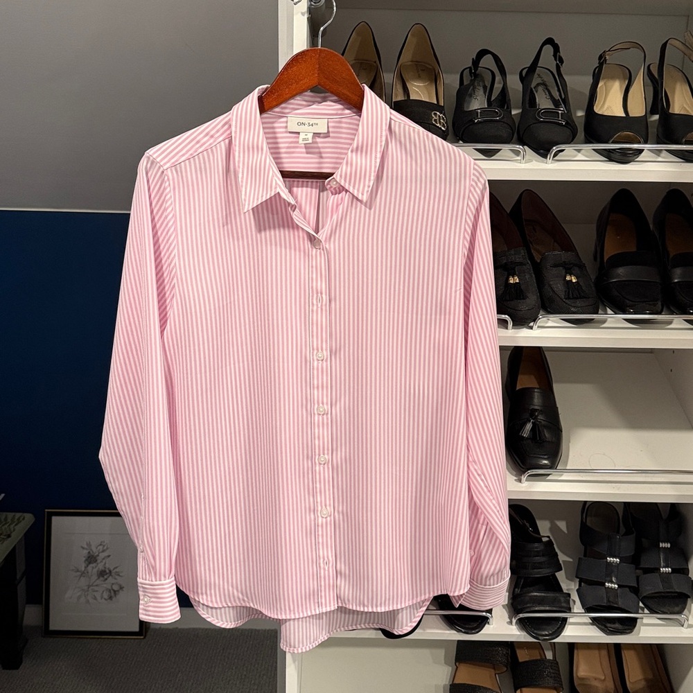 On 34th Pink Striped Button-Up Shirt